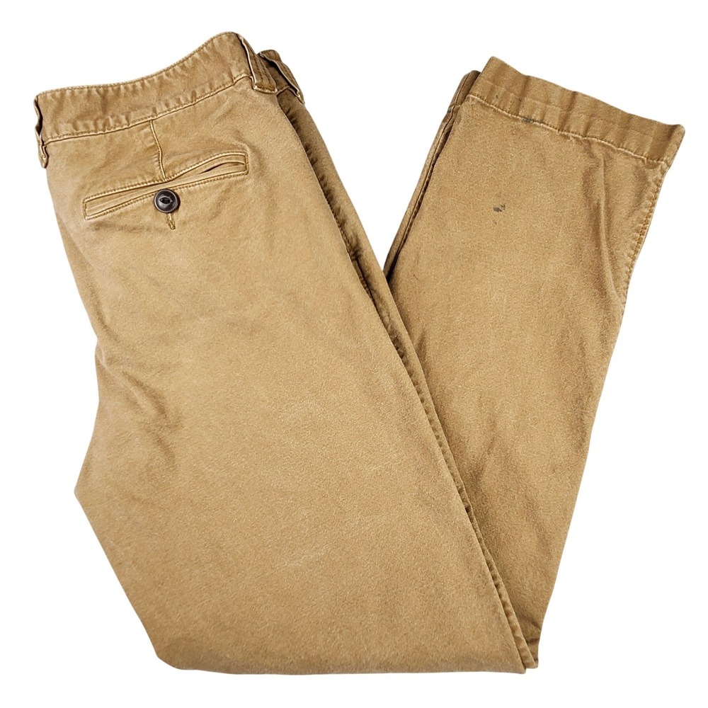 LL Bean Signature Chino Pants Men 36x32 Khaki Slim Straight Stretch Work Outdoor